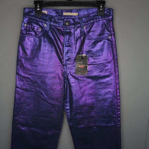 Levi's Premium Candy Coated Ribcage Straight Ankle Jeans in Purple size 28 - Picture 3 of 16